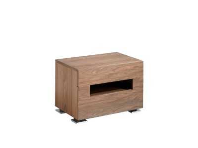 Walnut bedside table with LED lighting and stainless steel legs - TAUREAU