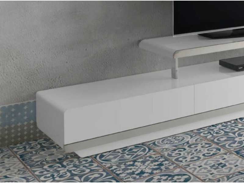 Meuble TV laqué avec détails en acier inoxydable - BOSTON