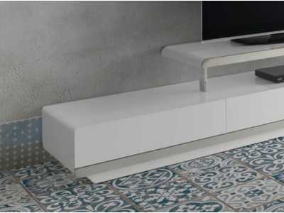 Meuble TV laqué avec détails en acier inoxydable - BOSTON