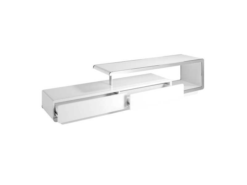 Mueble TV lacado con detalles en acero inoxidable - BOSTON