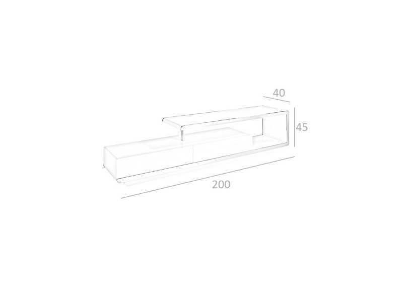 Mueble TV lacado con detalles en acero inoxidable - BOSTON