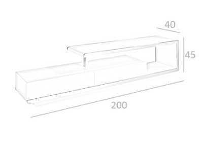 Meuble TV laqué avec détails en acier inoxydable - BOSTON