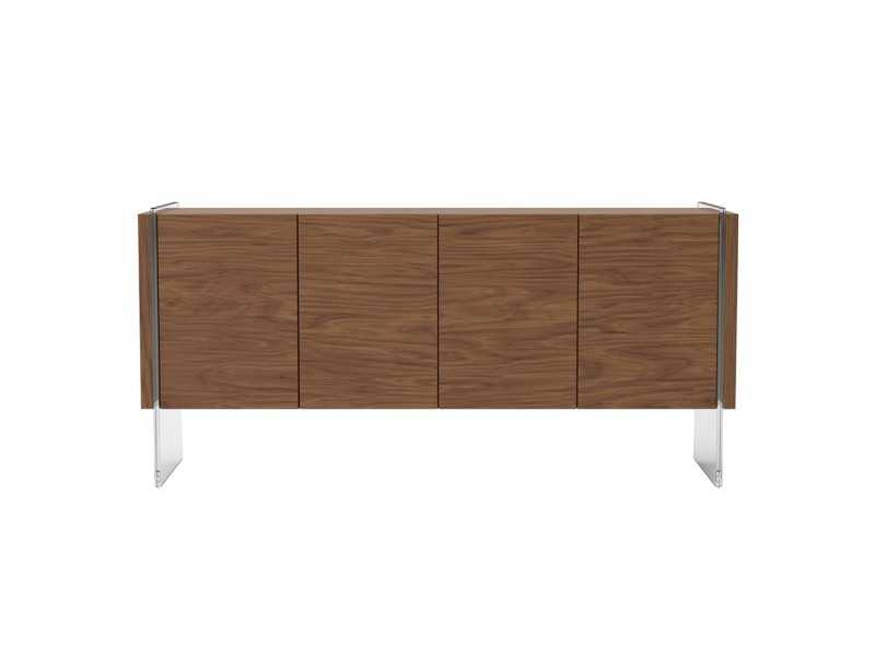 Walnut sideboard with tempered glass legs - CORINTO