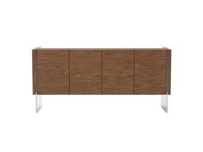 Walnut sideboard with tempered glass legs - CORINTO Walnut sideboard with tempered glass legs - CORINTO