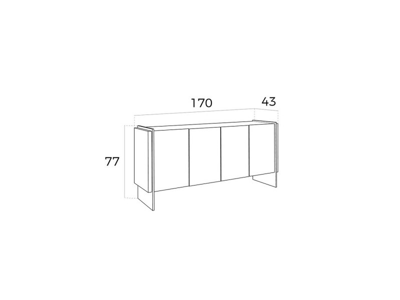 Walnut sideboard with tempered glass legs - CORINTO