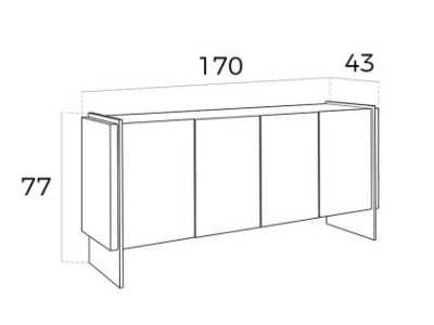 Walnut sideboard with tempered glass legs - CORINTO Walnut sideboard with tempered glass legs - CORINTO
