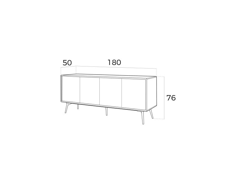 Sideboard in walnut, black glass and stainless steel base - MICHIGAN