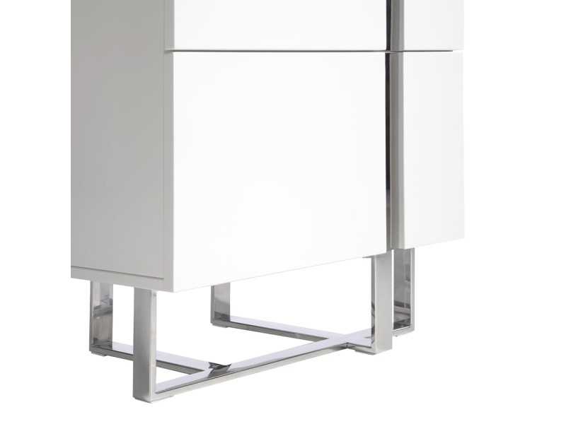 White lacquered chiffonier with stainless steel base - ROSE