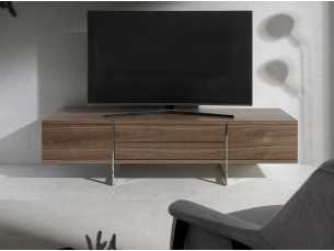 Mueble TV de diseño en nogal con base en acero inoxidable - ASPEN 2