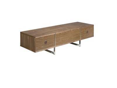 Meuble TV design en noyer avec piètement en acier inoxydable - ASPEN