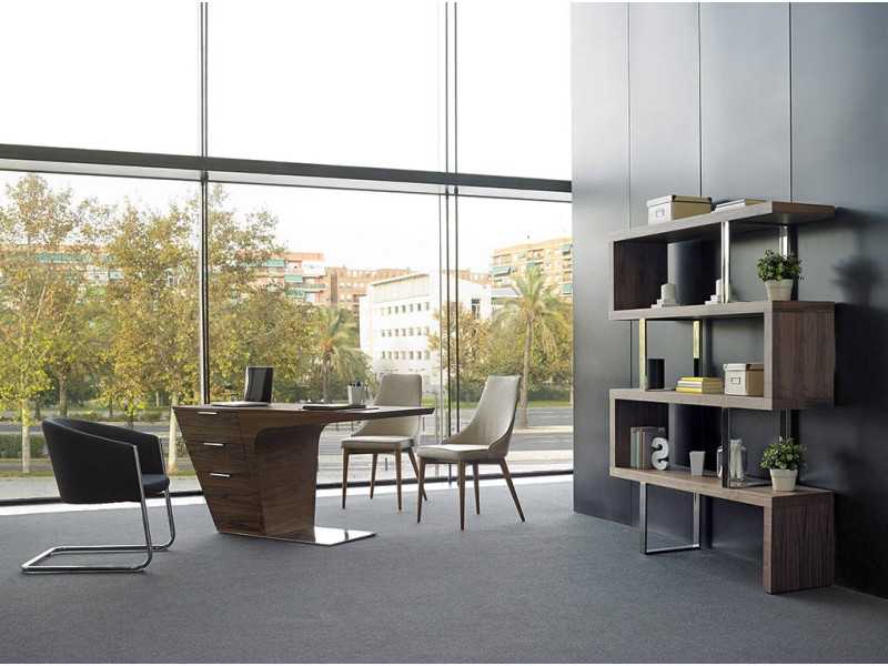 Designer shelving in walnut and stainless steel - SYLVIE