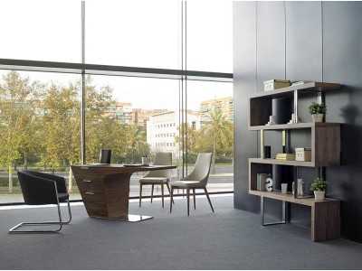 Designer shelving in walnut and stainless steel - SYLVIE Designer shelving in walnut and stainless steel - SYLVIE