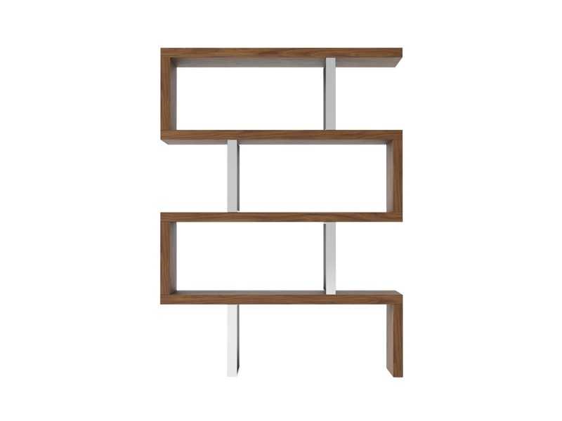 Designer shelving in walnut and stainless steel - SYLVIE