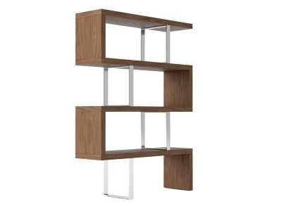 Designer shelving in walnut and stainless steel - SYLVIE Designer shelving in walnut and stainless steel - SYLVIE