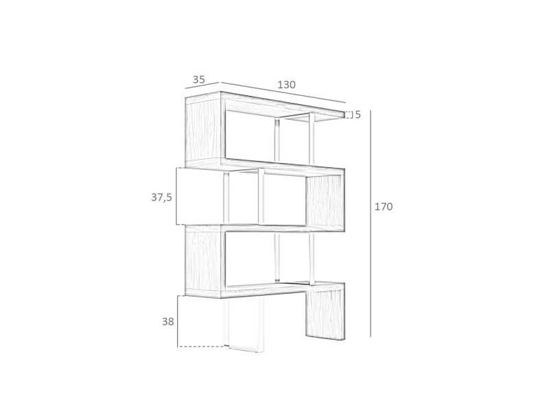 Etagère design en noyer et inox - SYLVIE