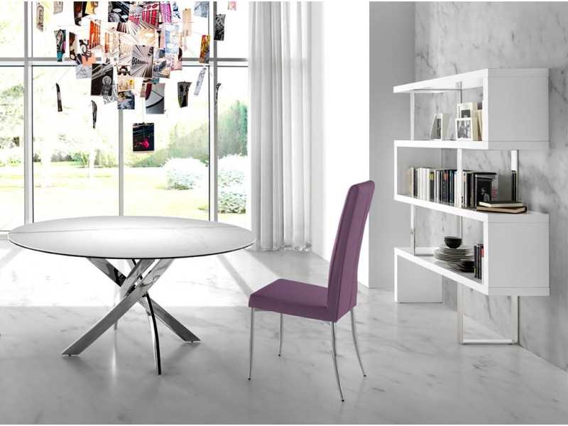 Estantería de diseño lacada blanco y acero inoxidable - SYLVIE BLANC