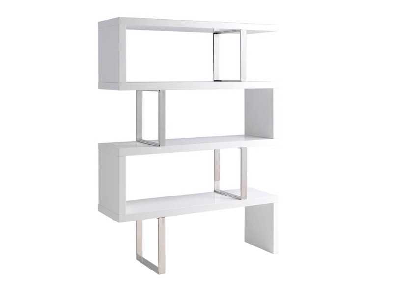 Estantería de diseño lacada blanco y acero inoxidable - SYLVIE BLANC