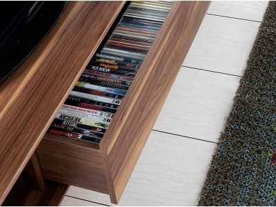 Meuble TV design en noyer et pieds inox - NINO