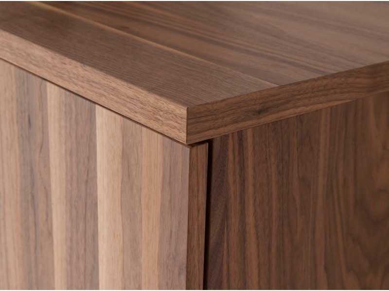 Designer sideboard in walnut and stainless steel legs - NINO