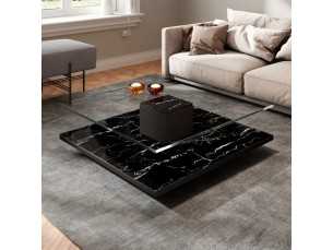 Table basse avec plateau en verre trempe et pied central -NOWWEN