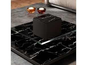 Table basse avec plateau en verre trempe et pied central -NOWWEN 2