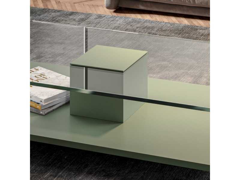 Table basse avec plateau en verre trempe et pied central -NOWWEN