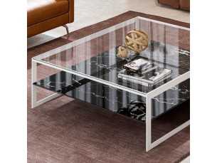 Coffee table in lacquered steel with glass top -BACH 2