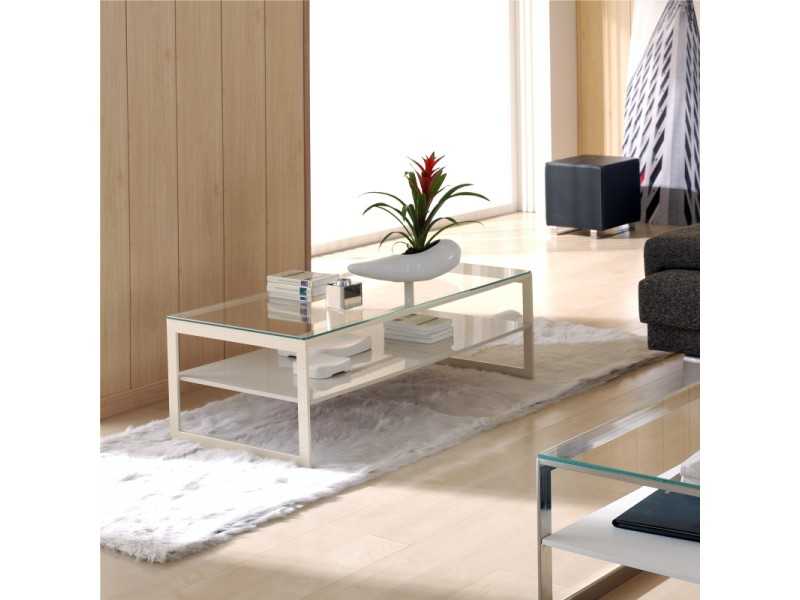 Coffee table in lacquered steel with glass top -BACH