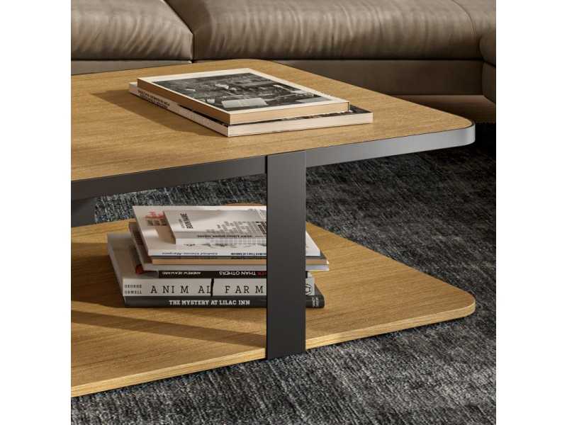 Oak wood and steel coffee table -NOIA