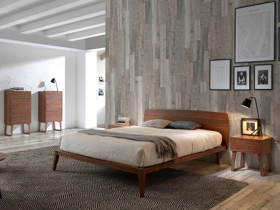 Walnut designer bed - NOTTE