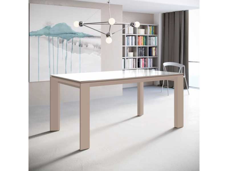 Mesa de comedor extensible con tapa de cristal - MIRO