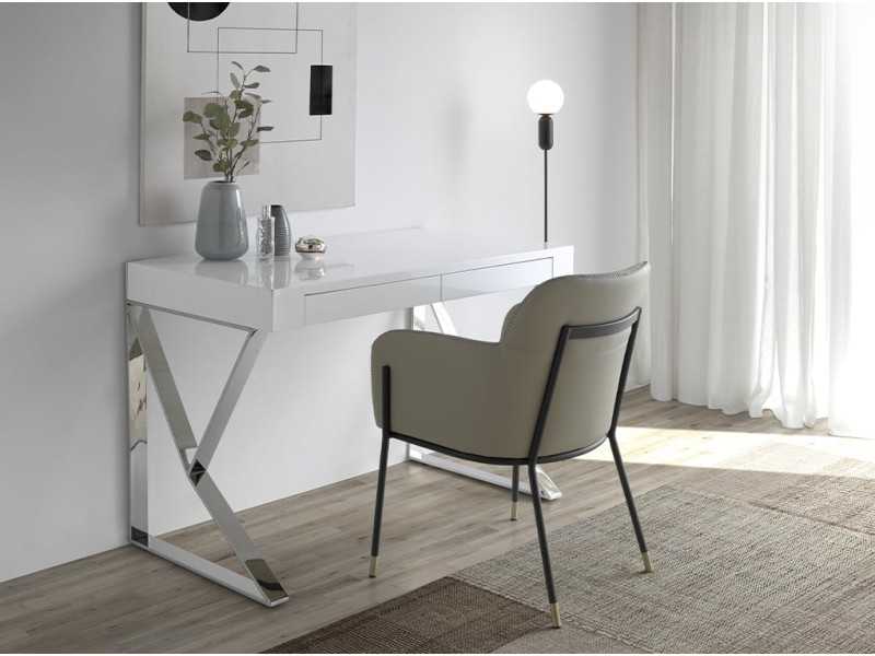 White lacquered office desk with steel - TOLÓN BIANCO