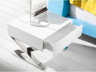 Table de chevet laquée avec pieds en acier inoxydable - NEOTTI Table de chevet laquée avec pieds en acier inoxydable - NEOTTI