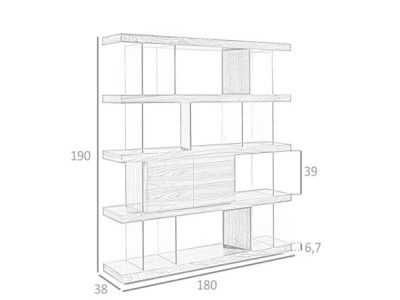 Walnut and tempered glass bookcase - CHANTAL Walnut and tempered glass bookcase - CHANTAL