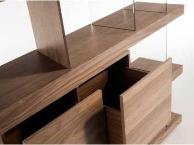 Walnut and tempered glass bookcase - CHANTAL Walnut and tempered glass bookcase - CHANTAL