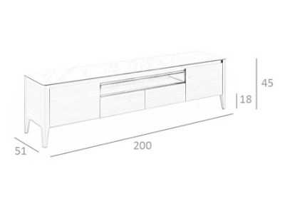 Walnut TV cabinet and porcelain marble top - VALENTINO