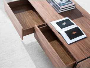 Coffee table in walnut wood and tempered glass - CORINTO 2