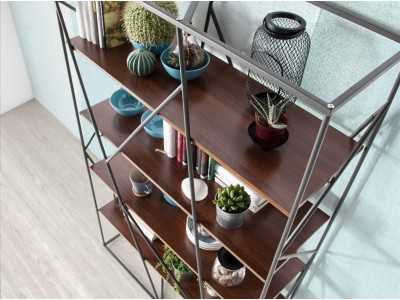 Steel bookcase with walnut shelves - BEAU Steel bookcase with walnut shelves - BEAU
