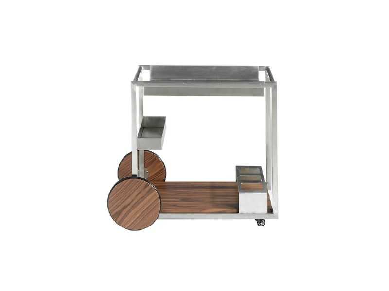 Chariot minibar en acier et noyer - DORMA