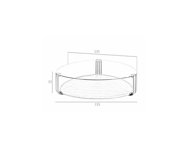 Table basse triangulaire en verre trempé, noyer et acier inoxydable - SIRMIONE