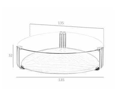 Table basse triangulaire en verre trempé, noyer et acier inoxydable - SIRMIONE