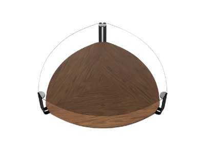 Mesa de centro triangular con cristal templado, nogal y acero inoxidable - SIRMIONE