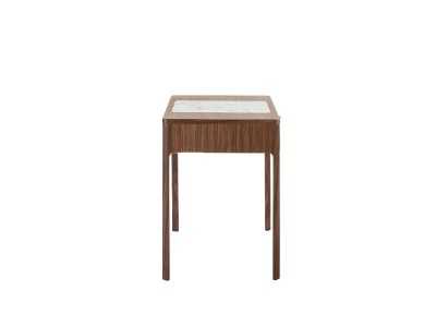 Walnut vanity/desk with porcelain marble-effect glass detail - DINA