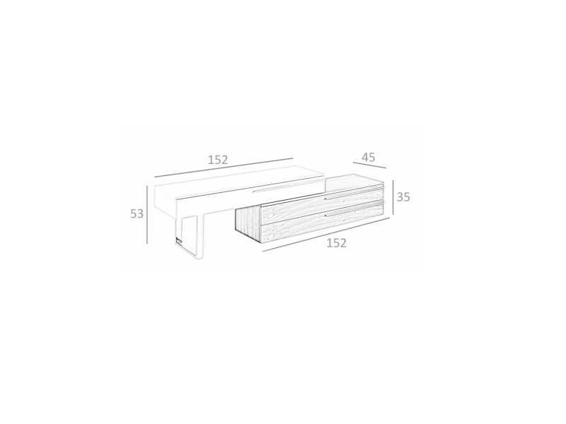 Designer TV cabinet in walnut, lacquered and stainless steel base - GOB