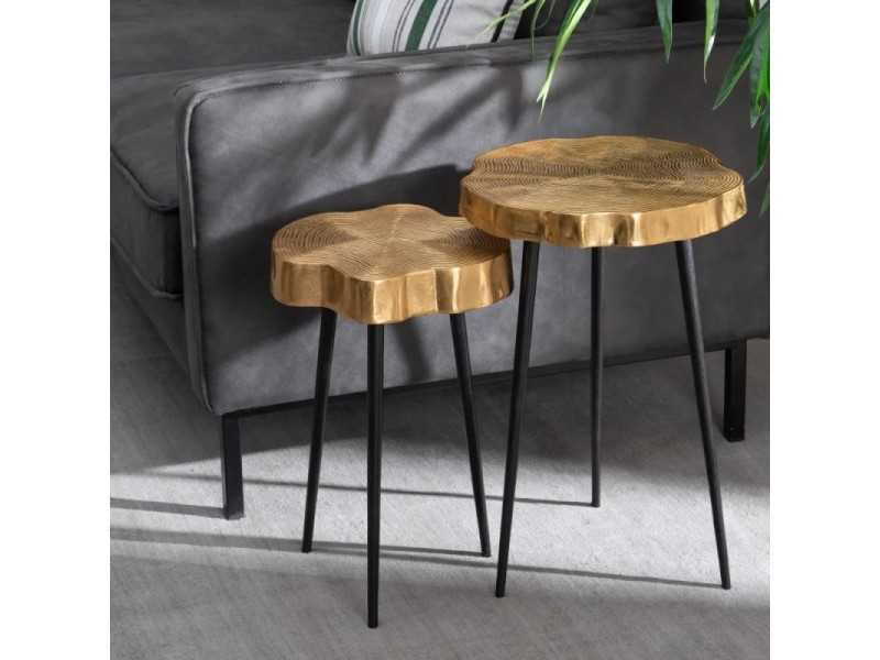 Set of two nesting tables in lacquered aluminum - WOOD