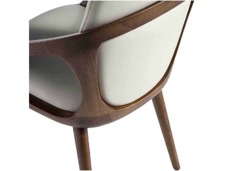 Silla de diseño tapizada de madera maciza color nogal - ABBEY