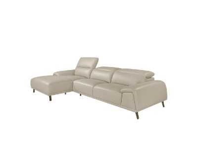 Sofá chaise longue izquierda tapizado en piel - PADUA