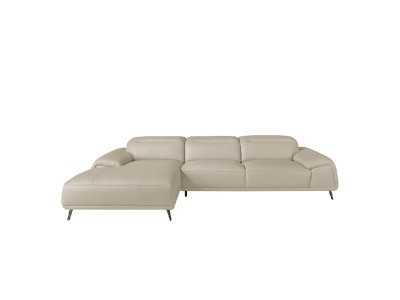 Sofá chaise longue izquierda tapizado en piel - PADUA