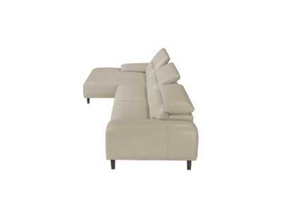 Sofá chaise longue izquierda tapizado en piel - PADUA