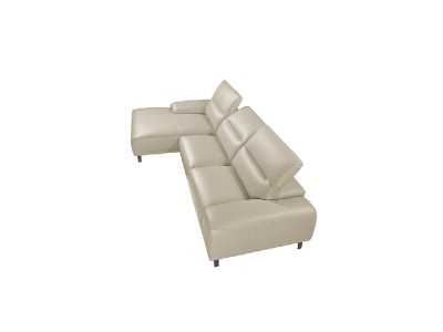 Sofá chaise longue izquierda tapizado en piel - PADUA